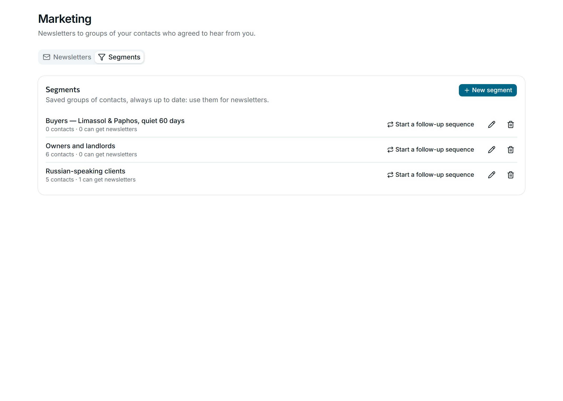 Segments that update themselves
